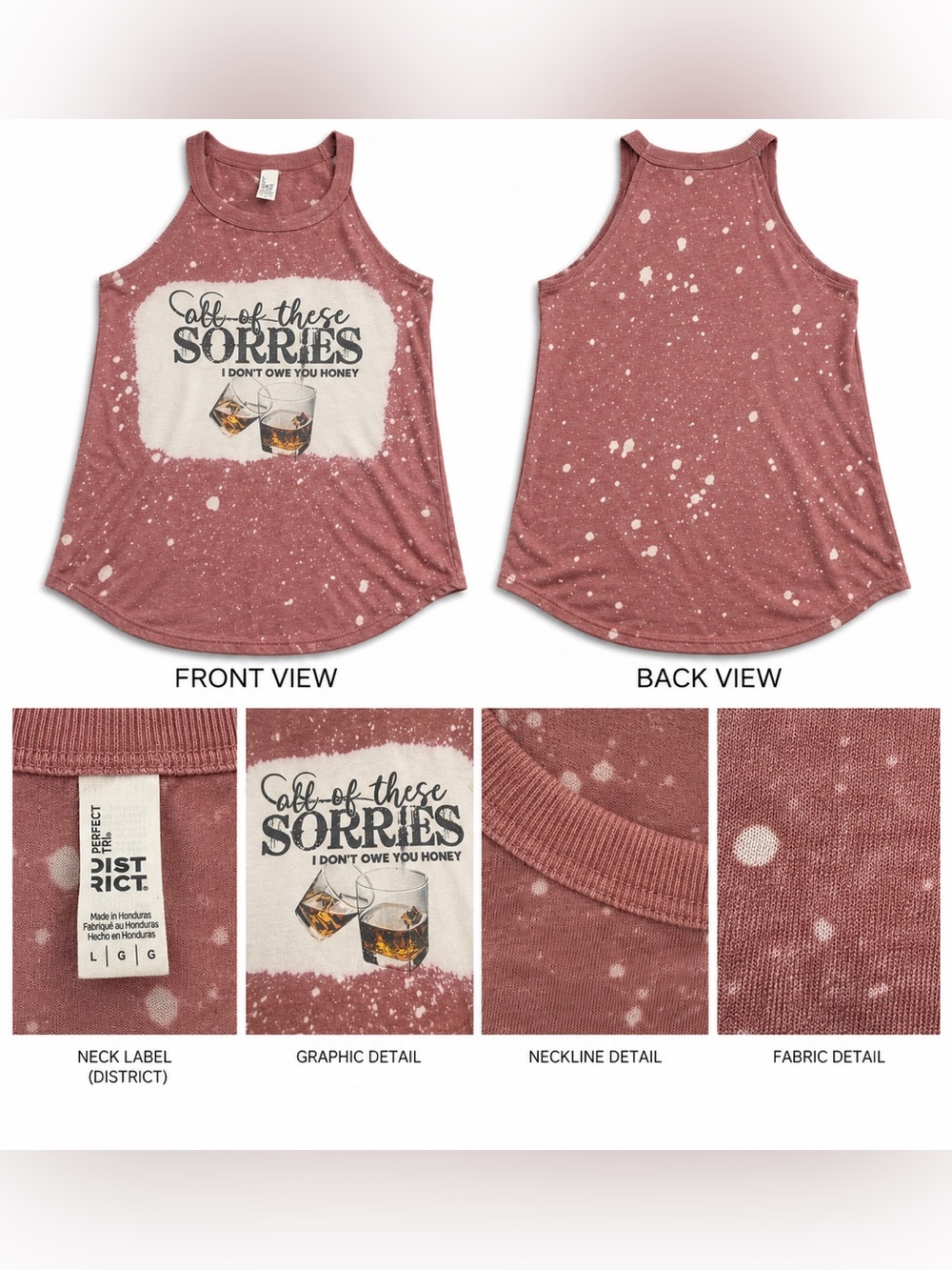Perfect District “All of These Sorries” Bleach Splatter Tank – Size Large